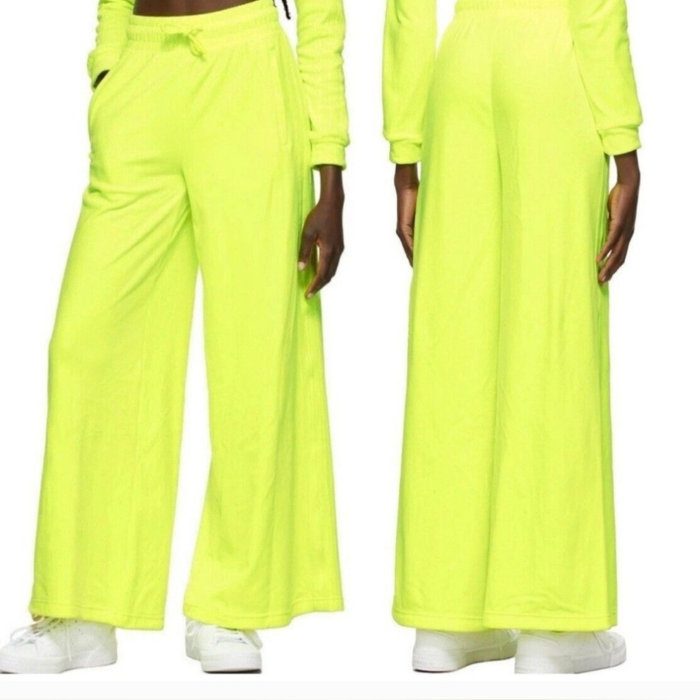 Adidas x Jeremy Scott Solar Yellow Wide Leg Track Pants | Rare Collab | NWT